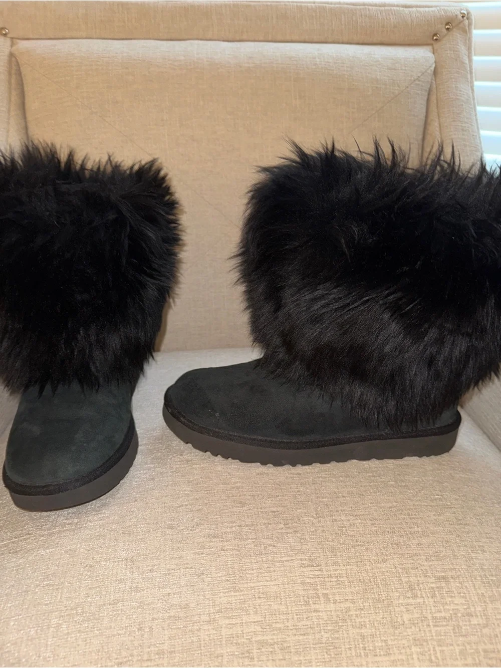 UGG Black Faux Fur Winter Boots